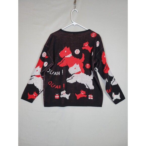 Vintage 90s Adele Knitwear Scotty Dog Sweater Womens Large Whimsical Fun Novelty - Picture 2 of 7